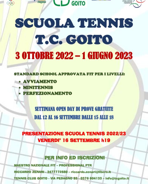 Locandina Scuola Tennis 2022